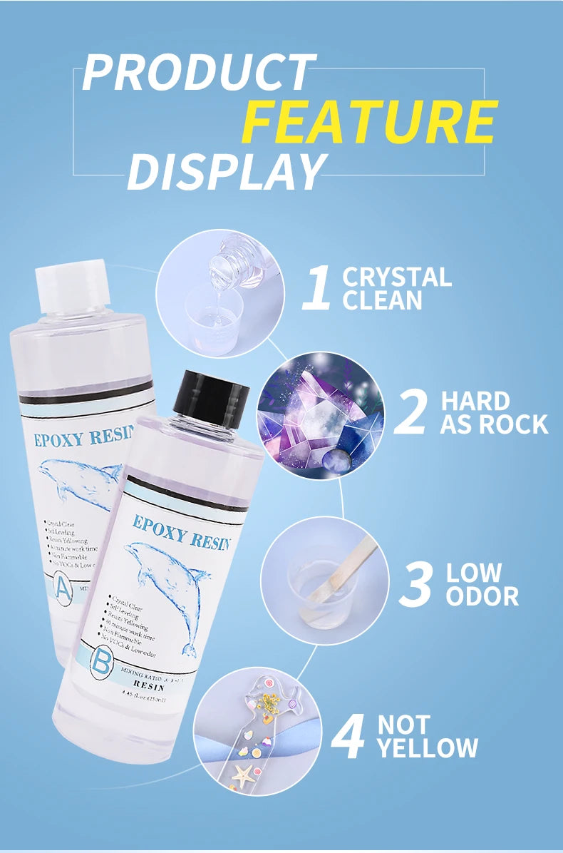 1:1 Clear Epoxy Resin Crystal Clear Art Resin Epoxy 2 Part Epoxy Casting Resin Kit with Measuring Cups, Stick, Silicone Gloves