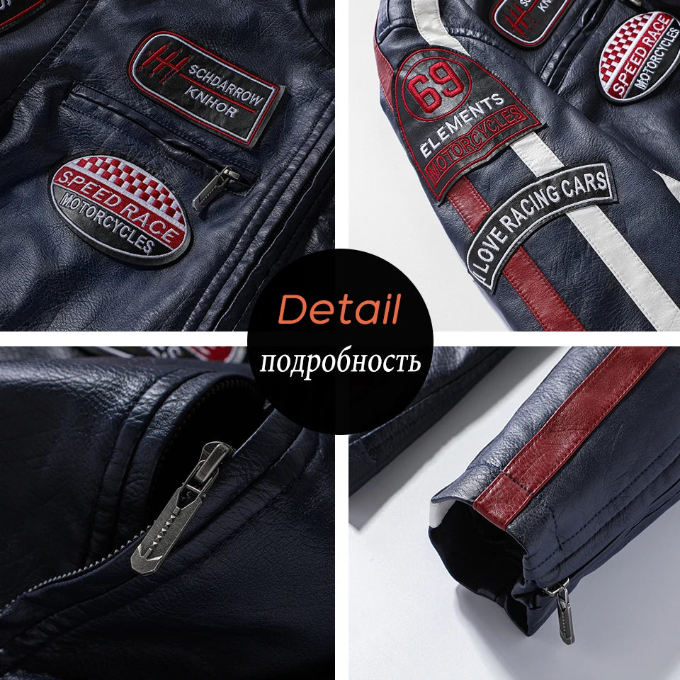 New Casual Motor Biker Painted Leather Jackets