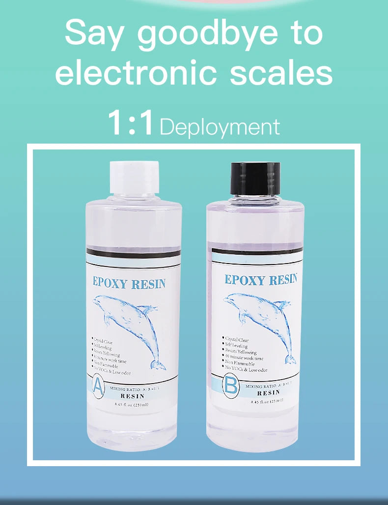 1:1 Clear Epoxy Resin Crystal Clear Art Resin Epoxy 2 Part Epoxy Casting Resin Kit with Measuring Cups, Stick, Silicone Gloves