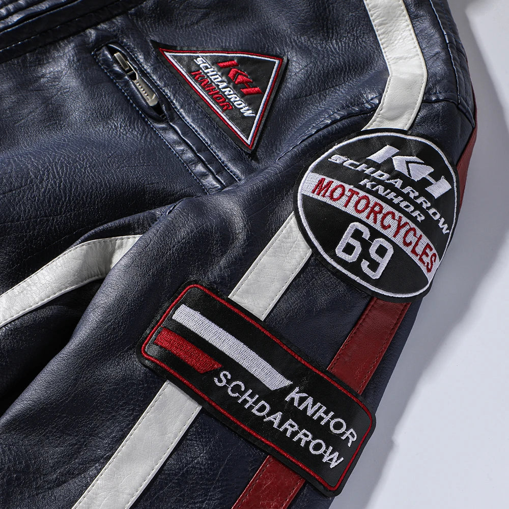 New Casual Motor Biker Painted Leather Jackets