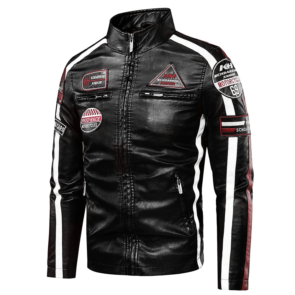New Casual Motor Biker Painted Leather Jackets
