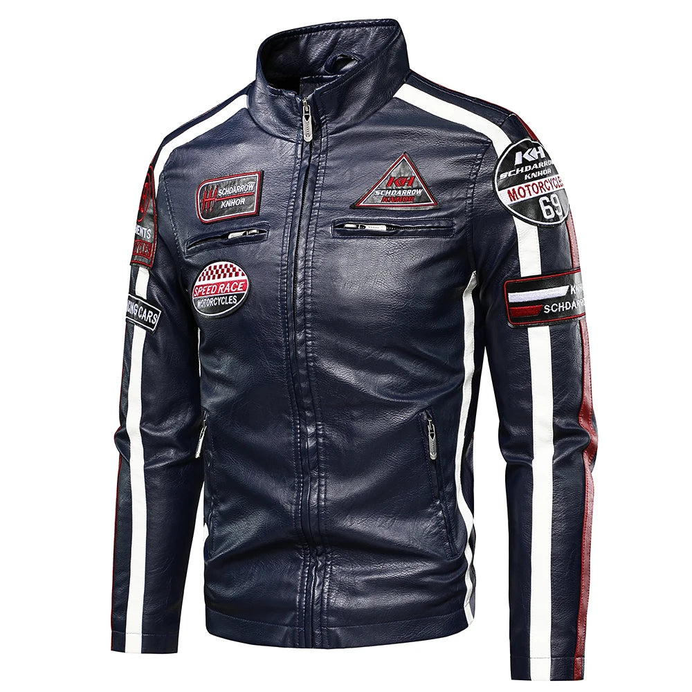 New Casual Motor Biker Painted Leather Jackets