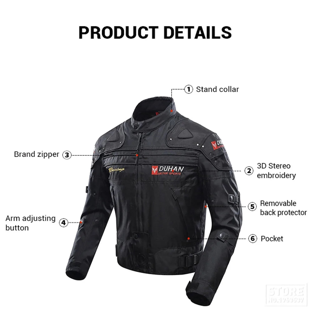 DUHAN Motorcycle Jacket and Pants: Windproof Set for Men with Durable Armor for Maximum Comfort and Protection in Winter