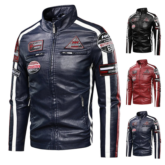 New Casual Motor Biker Painted Leather Jackets