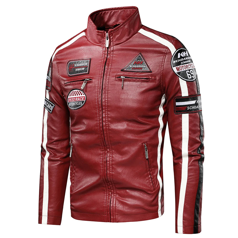 New Casual Motor Biker Painted Leather Jackets