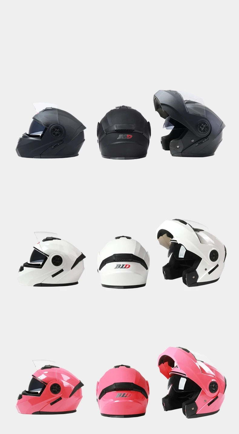 DOT Flip Up Dual Lens Motorcycle Helmet with Bluetooth Modular Moto Casco with Inner Sun Visor Safety Racing Full Face Capacete