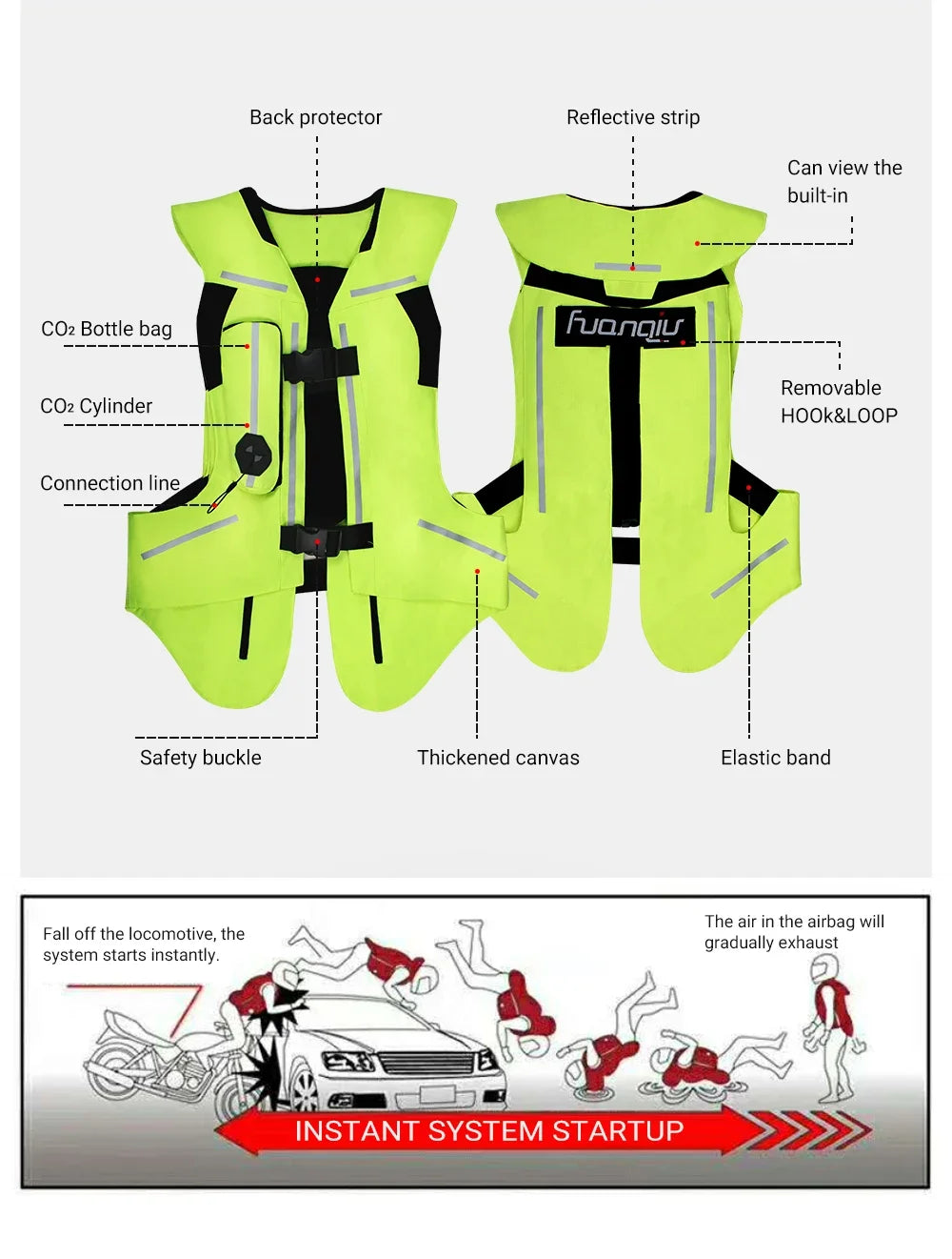 CE Certified Motorcycle Airbag Vest Jacket Motocross Protective Airbag Racing Jacket Safety Vest Jaqueta Reflective Chaqueta