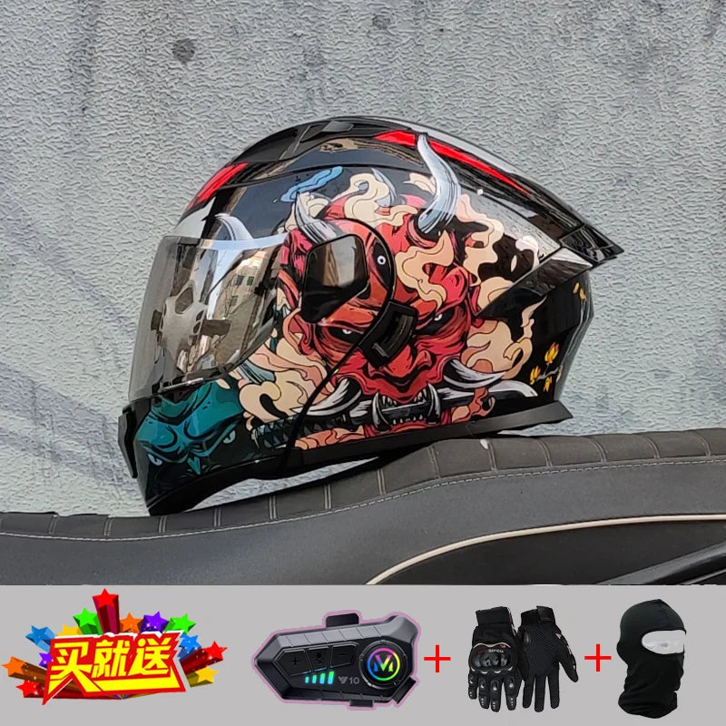 2024 New Motorcycle Professional Racing Flip Up Helmet ABS Material Modular Dual Lens Bluetooth Helmets DOT Certification