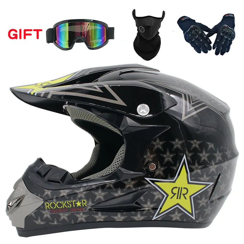 Stylish Motocross & ATV Helmet Set for Men and Women - Perfect for Mountain Biking and Downhill Racing! 3-Piece Gift Bundle!