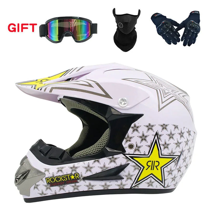 Stylish Motocross & ATV Helmet Set for Men and Women - Perfect for Mountain Biking and Downhill Racing! 3-Piece Gift Bundle!