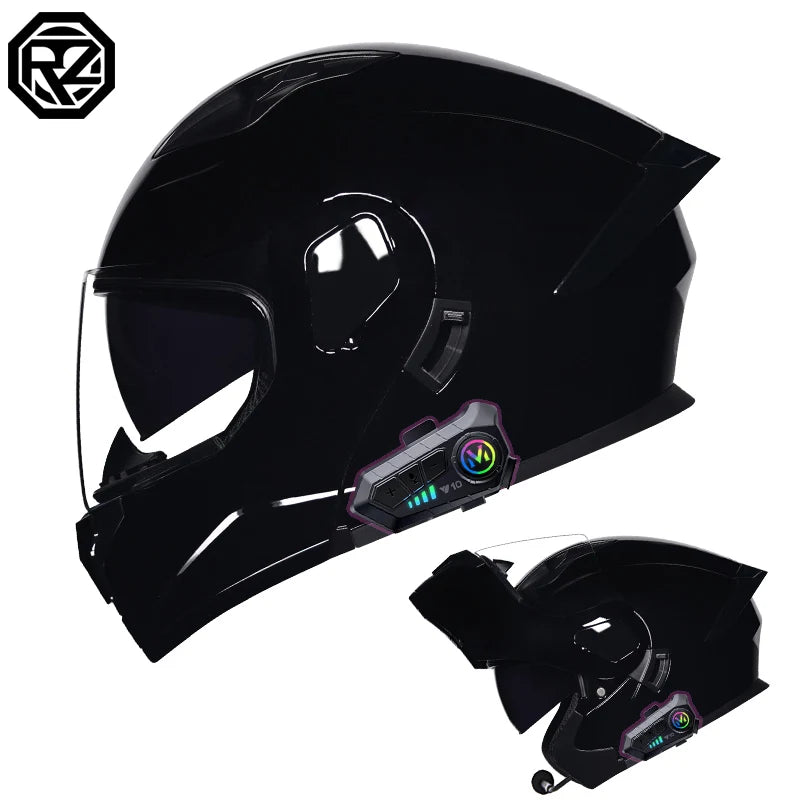 2024 New Motorcycle Professional Racing Flip Up Helmet ABS Material Modular Dual Lens Bluetooth Helmets DOT Certification