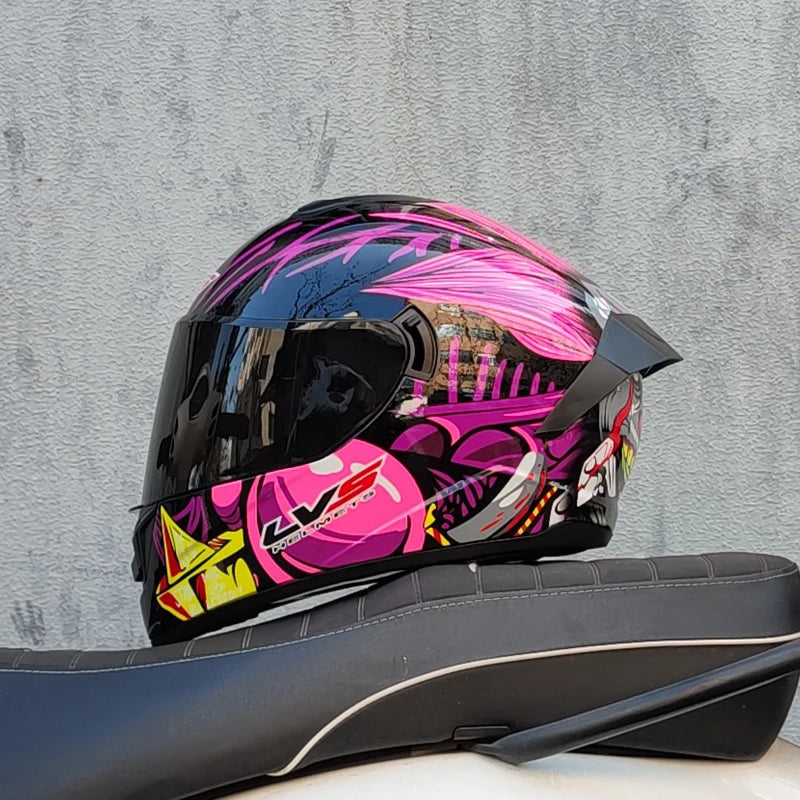 LVS Motorcycle Helmet: Full Protection with Integrated Sun Visor - Perfect for Racing and Road Adventures!