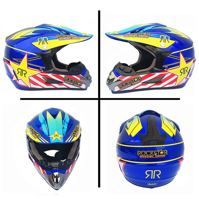 Stylish Motocross & ATV Helmet Set for Men and Women - Perfect for Mountain Biking and Downhill Racing! 3-Piece Gift Bundle!