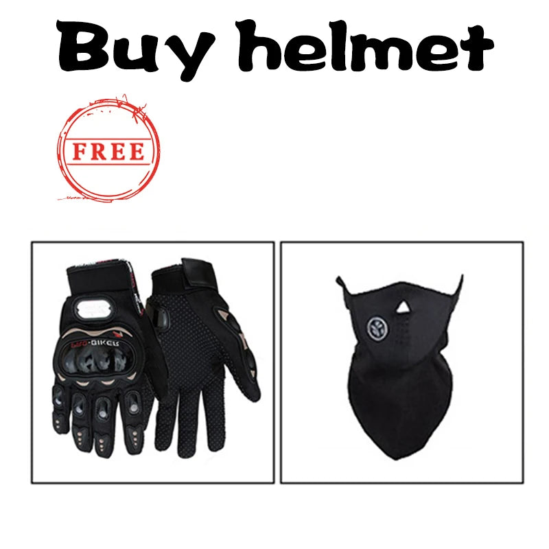 Motorcycle Helmet with free Gloves and Mask