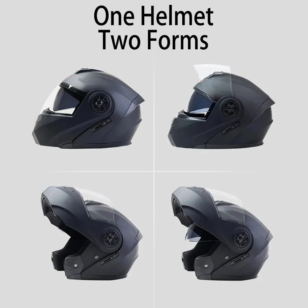 Modular Dual Lens Flip-Up Helmets for Men and Women - Customizable Motocross Racing Full-Face Motorcycle Helmets