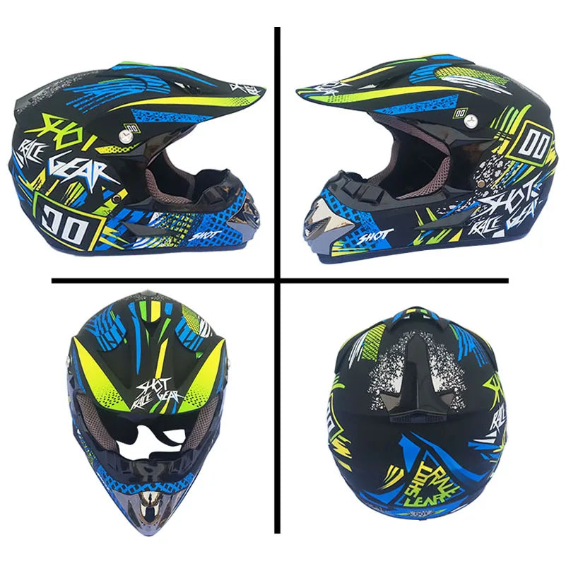 Stylish Motocross & ATV Helmet Set for Men and Women - Perfect for Mountain Biking and Downhill Racing! 3-Piece Gift Bundle!