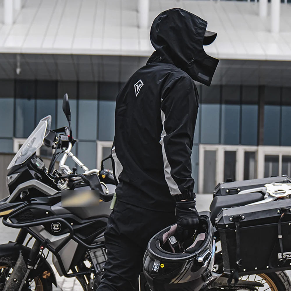 Versatile Motorcycle Rain Suit - Ideal for Camping, Hiking, and Fishing! Protective Rain Jacket & Pants for Worry-Free Riding Enjoyment in Any Weather.