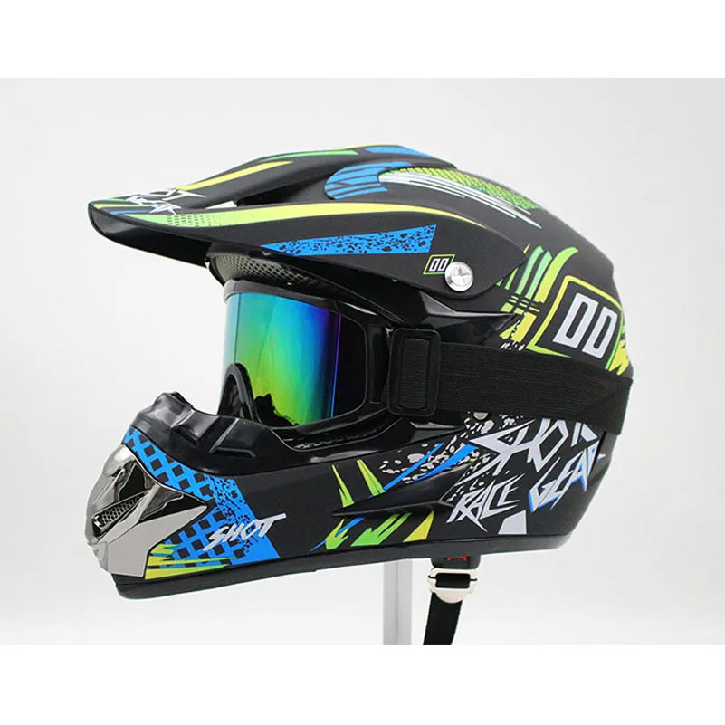 Stylish Motocross & ATV Helmet Set for Men and Women - Perfect for Mountain Biking and Downhill Racing! 3-Piece Gift Bundle!