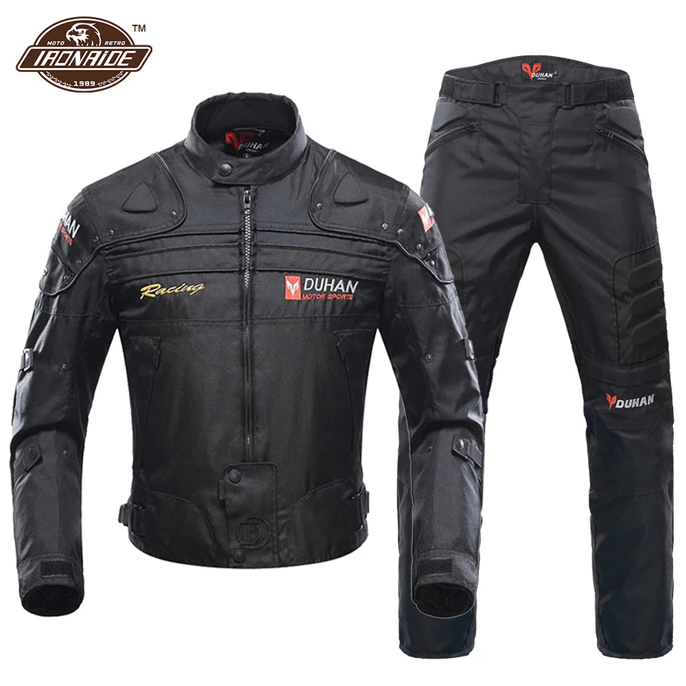 DUHAN Motorcycle Jacket and Pants: Windproof Set for Men with Durable Armor for Maximum Comfort and Protection in Winter