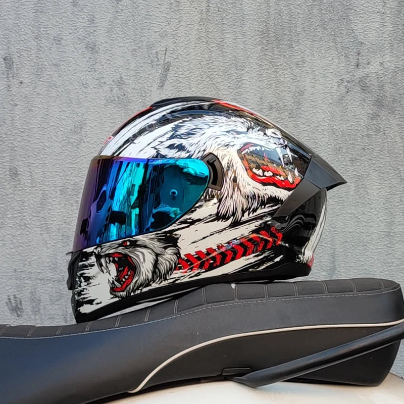 LVS Motorcycle Helmet: Full Protection with Integrated Sun Visor - Perfect for Racing and Road Adventures!