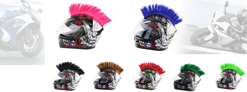 Creative Personality Motorcycle Electric Helmet Decoration Mohawk Wig Hair Motorbike Helmet Accessories Stickers Cosplay Styling