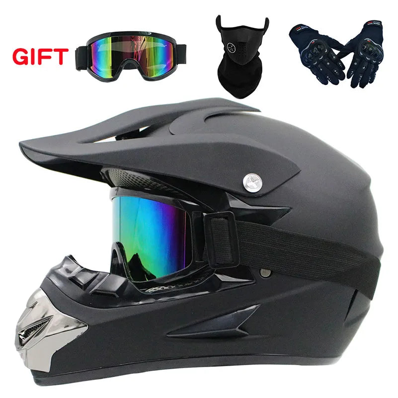 Stylish Motocross & ATV Helmet Set for Men and Women - Perfect for Mountain Biking and Downhill Racing! 3-Piece Gift Bundle!