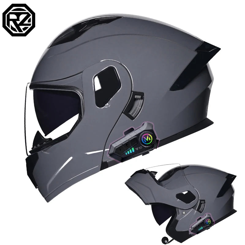 2024 New Motorcycle Professional Racing Flip Up Helmet ABS Material Modular Dual Lens Bluetooth Helmets DOT Certification