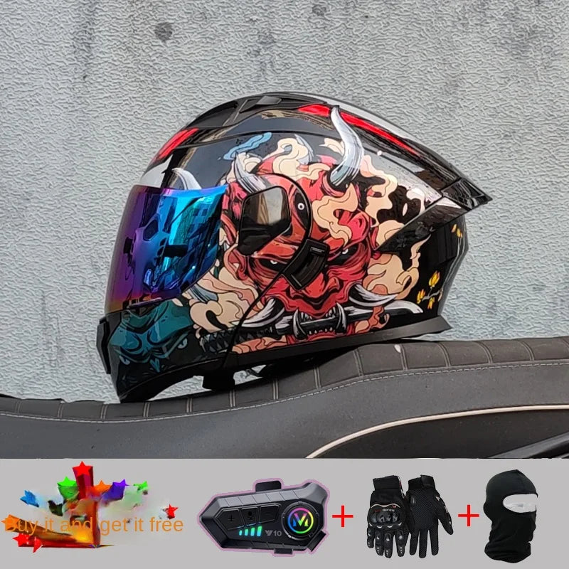 2024 New Motorcycle Professional Racing Flip Up Helmet ABS Material Modular Dual Lens Bluetooth Helmets DOT Certification