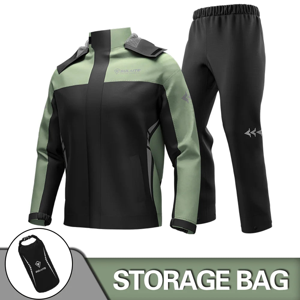 Versatile Motorcycle Rain Suit - Ideal for Camping, Hiking, and Fishing! Protective Rain Jacket & Pants for Worry-Free Riding Enjoyment in Any Weather.