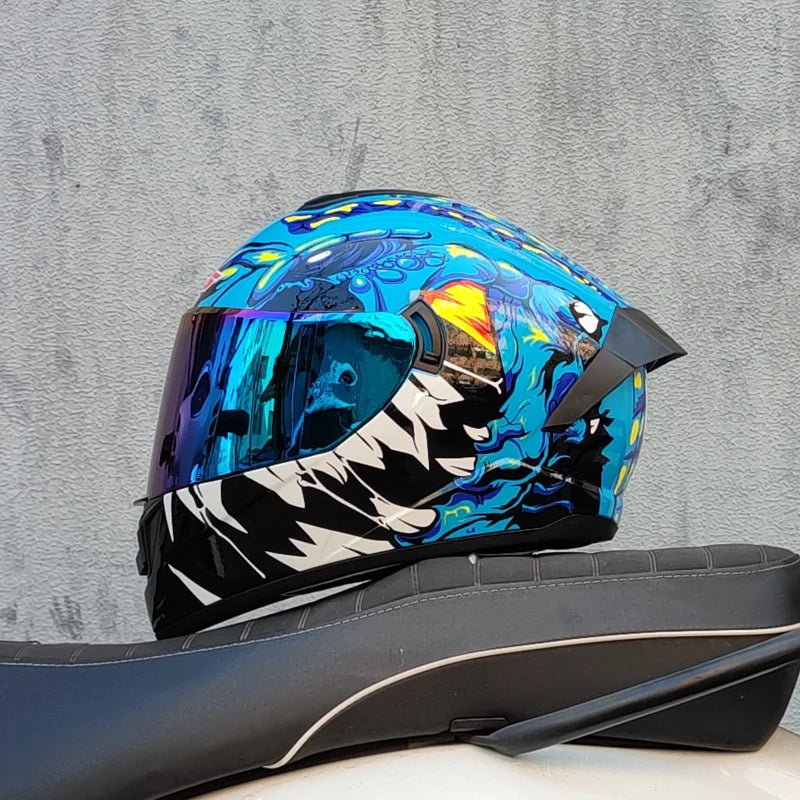 LVS Motorcycle Helmet: Full Protection with Integrated Sun Visor - Perfect for Racing and Road Adventures!