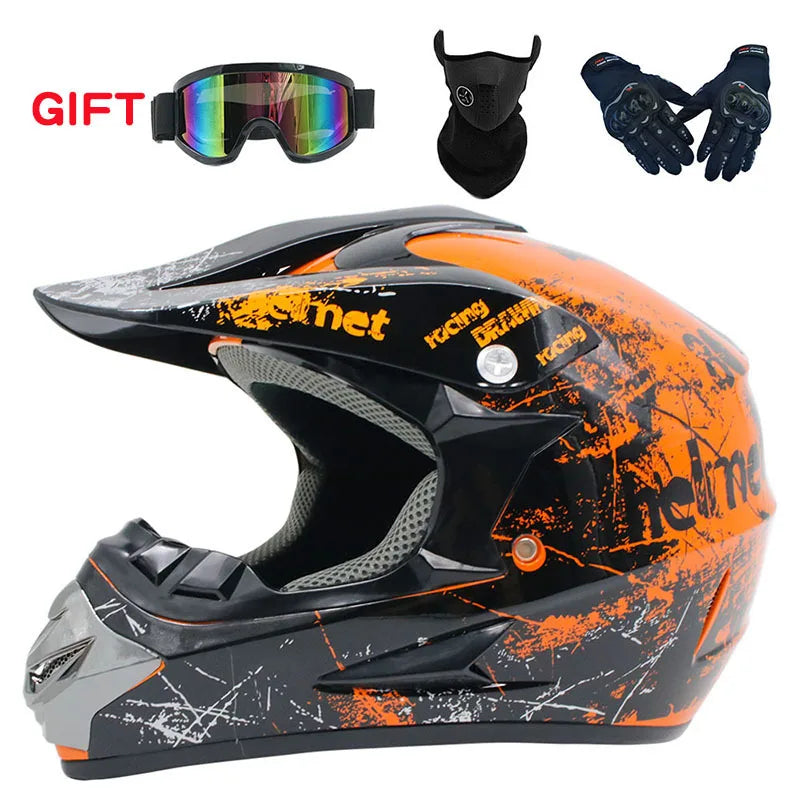 Stylish Motocross & ATV Helmet Set for Men and Women - Perfect for Mountain Biking and Downhill Racing! 3-Piece Gift Bundle!